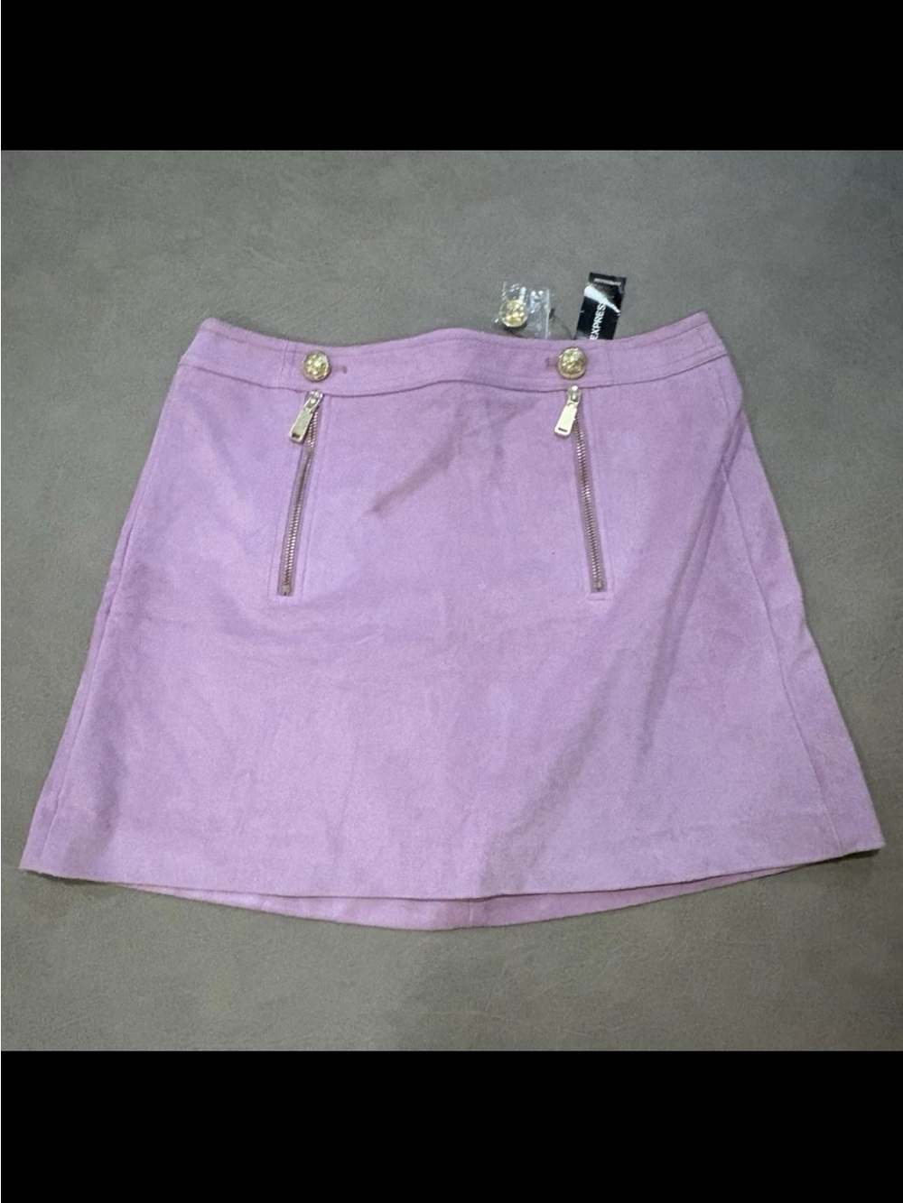 Express Lavender Mini Skirt with Gold Zipper Detail